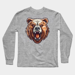 Angry grizzly bear head, ferocious predator Long Sleeve T-Shirt